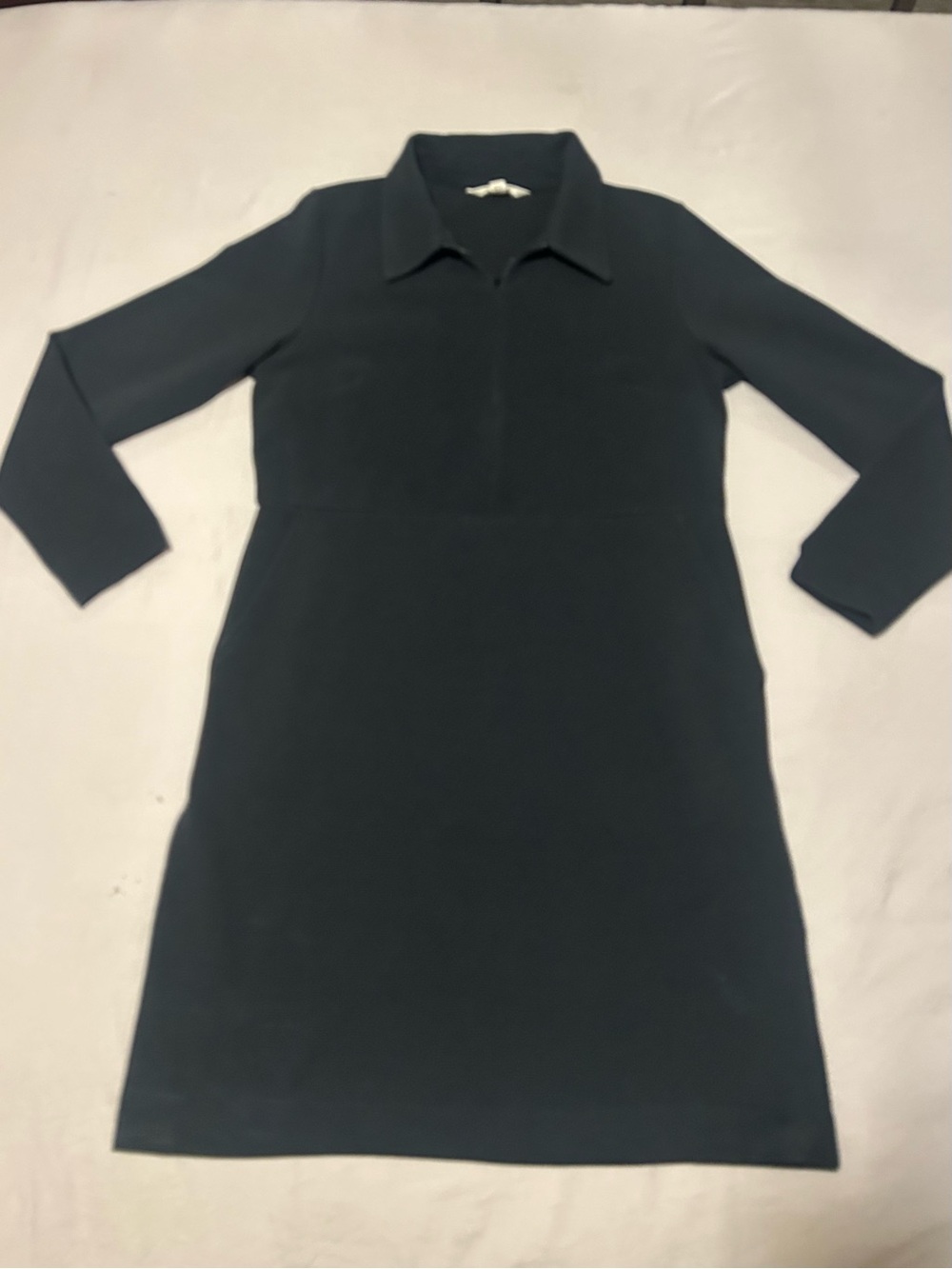Boden Black Collared Long-Sleeve Shift Dress